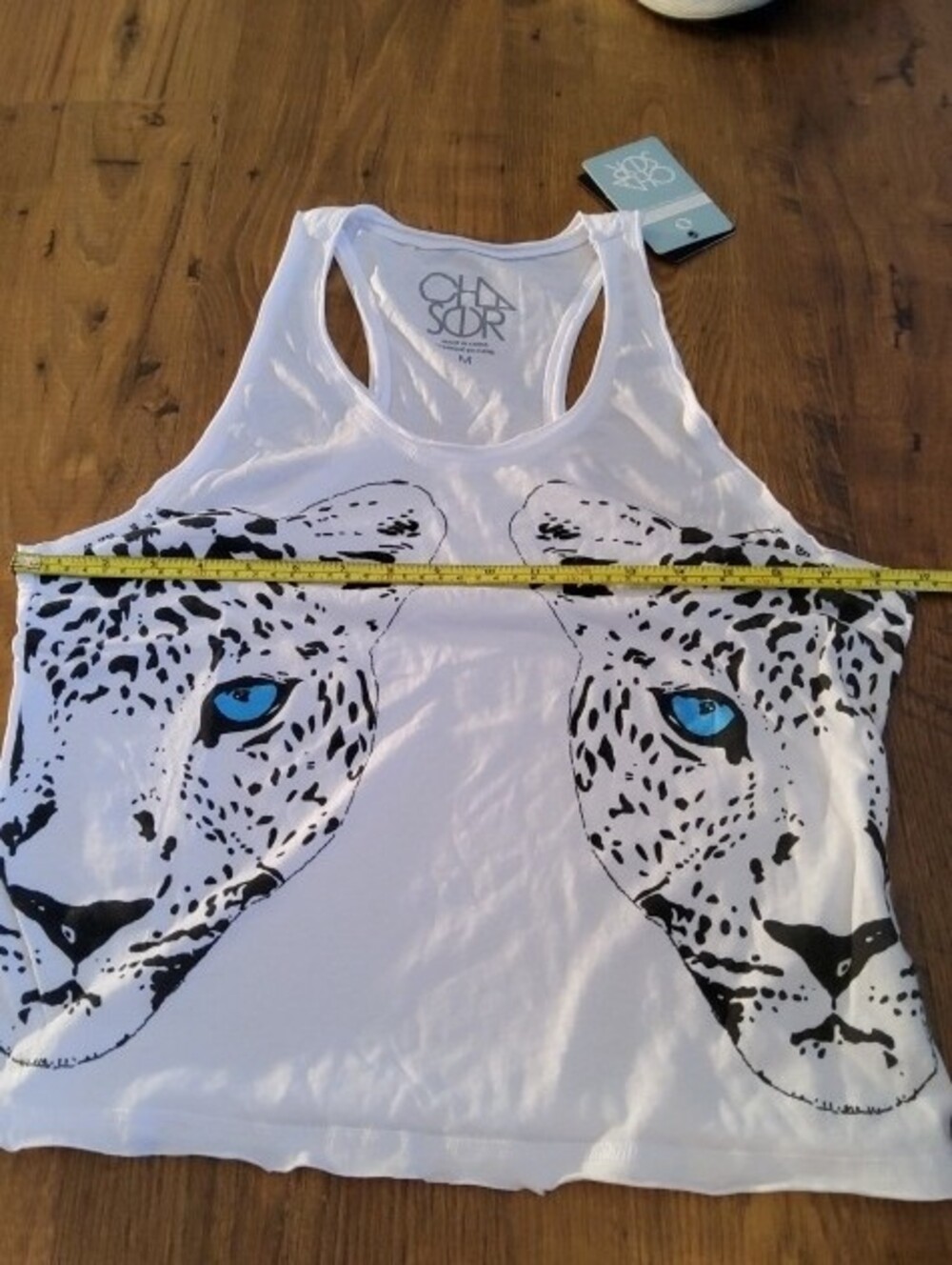 Chaser Racerback Tank Leopard Graphic Raw Edges NIP Medium - Picture 11 of 16